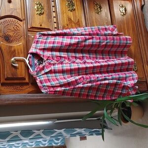💚Talbots Woman Plaid Embroidered Button Down Shirt